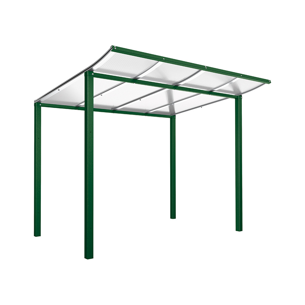 Abri vélos Modulo bardages en verre RAL6005 - Sans bardage - Scellement direct - Prof 2000mm - PROCITY - 529173.6005