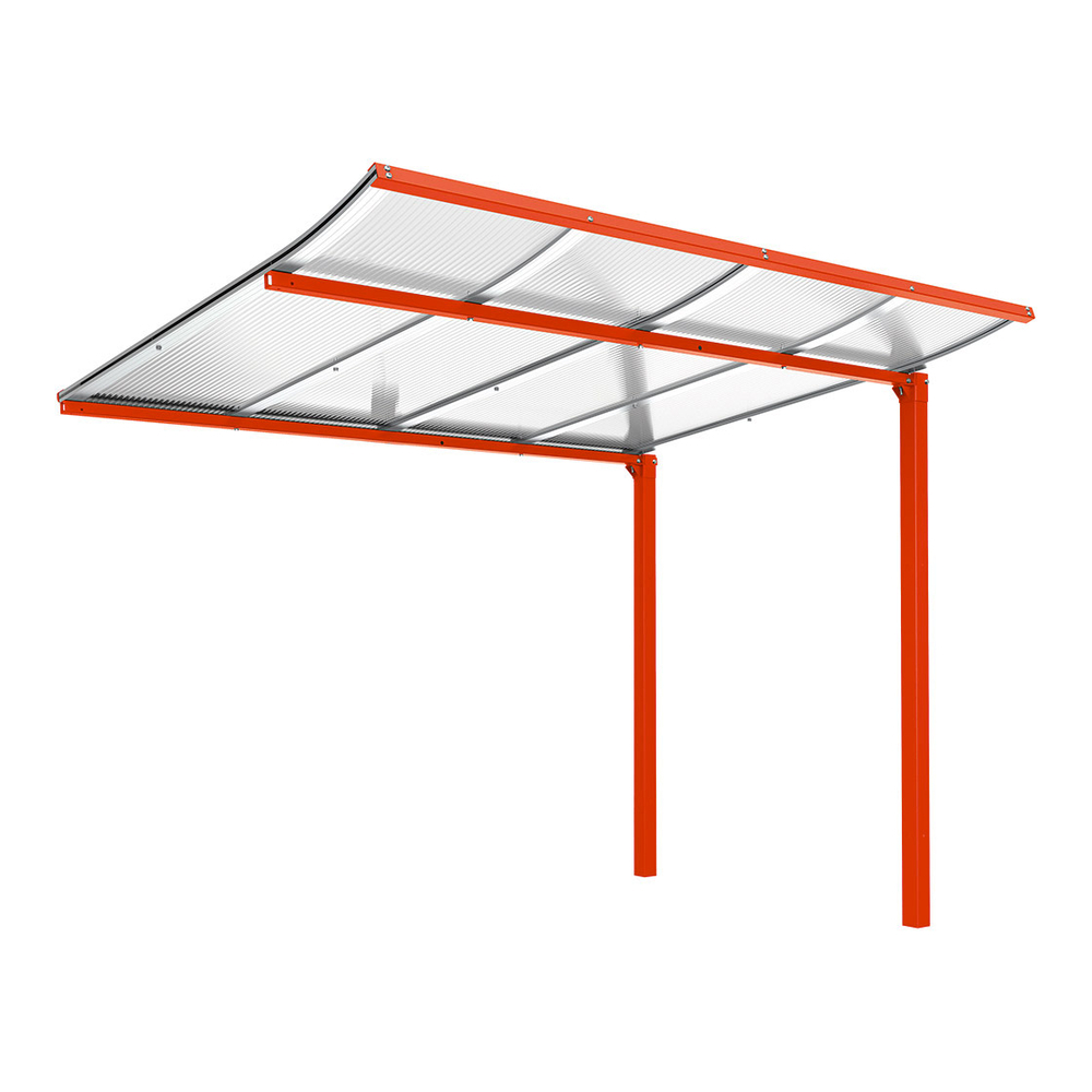 Abri vélos Modulo bardages en verre RAL3020 - compl sans bardage - Scellement direct - Prof 2000mm - PROCITY - 529174.3020