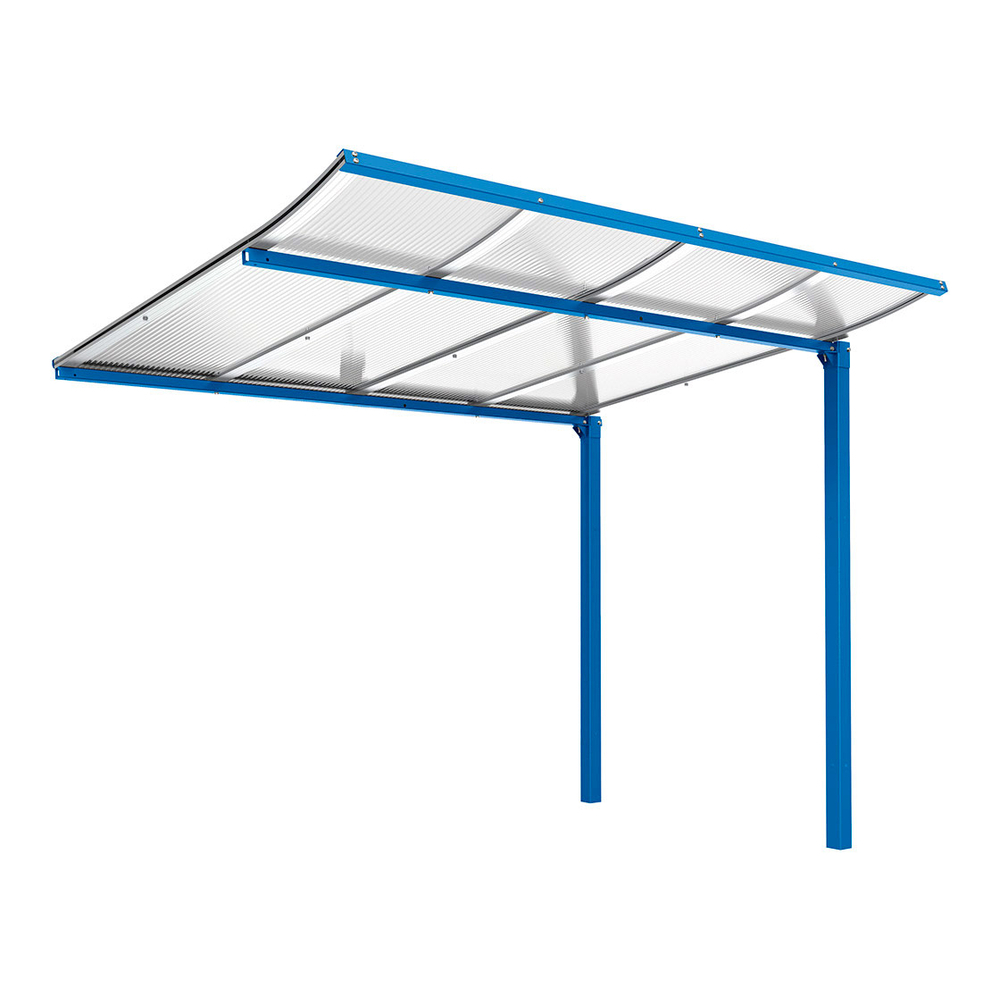 Abri vélos Modulo bardages en verre RAL5010 - compl sans bardage - Scellement direct - Prof 2000mm - PROCITY - 529174.5010