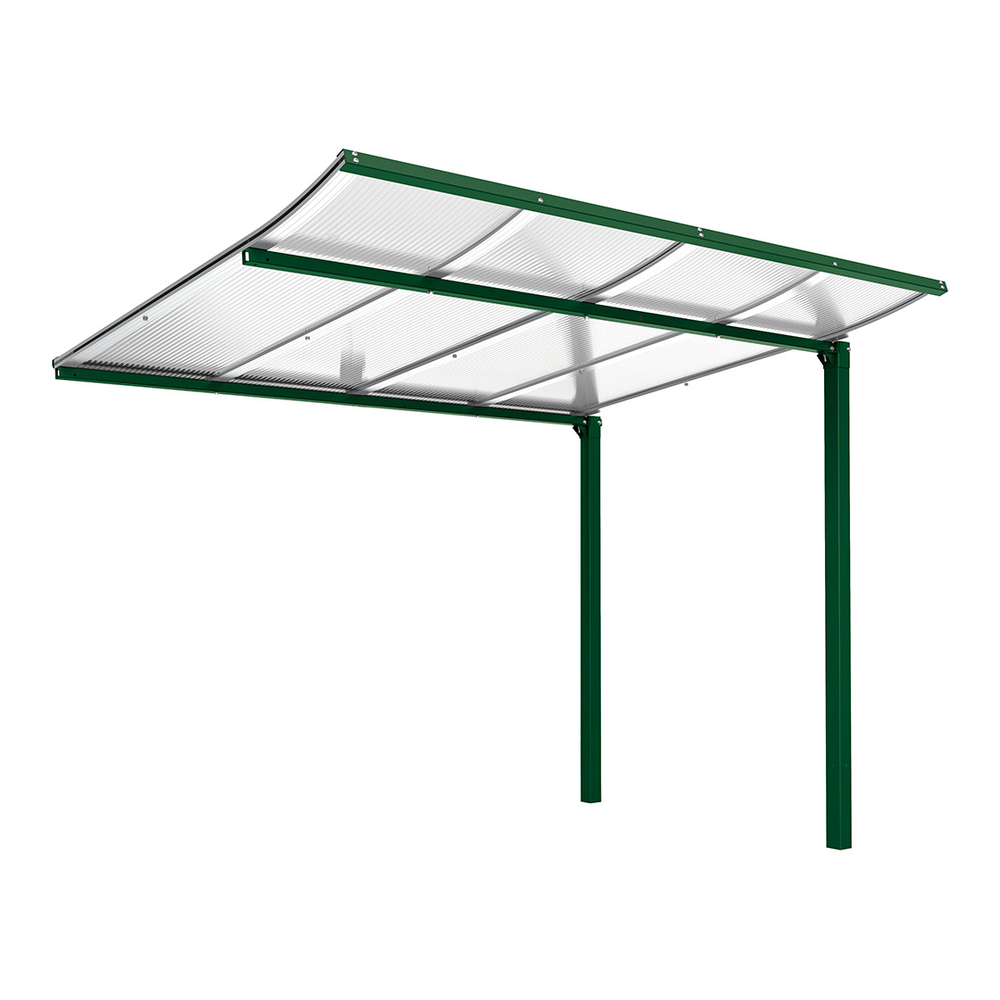 Abri vélos Modulo bardages en verre RAL6005 - compl sans bardage - Scellement direct - Prof 2000mm - PROCITY - 529174.6005
