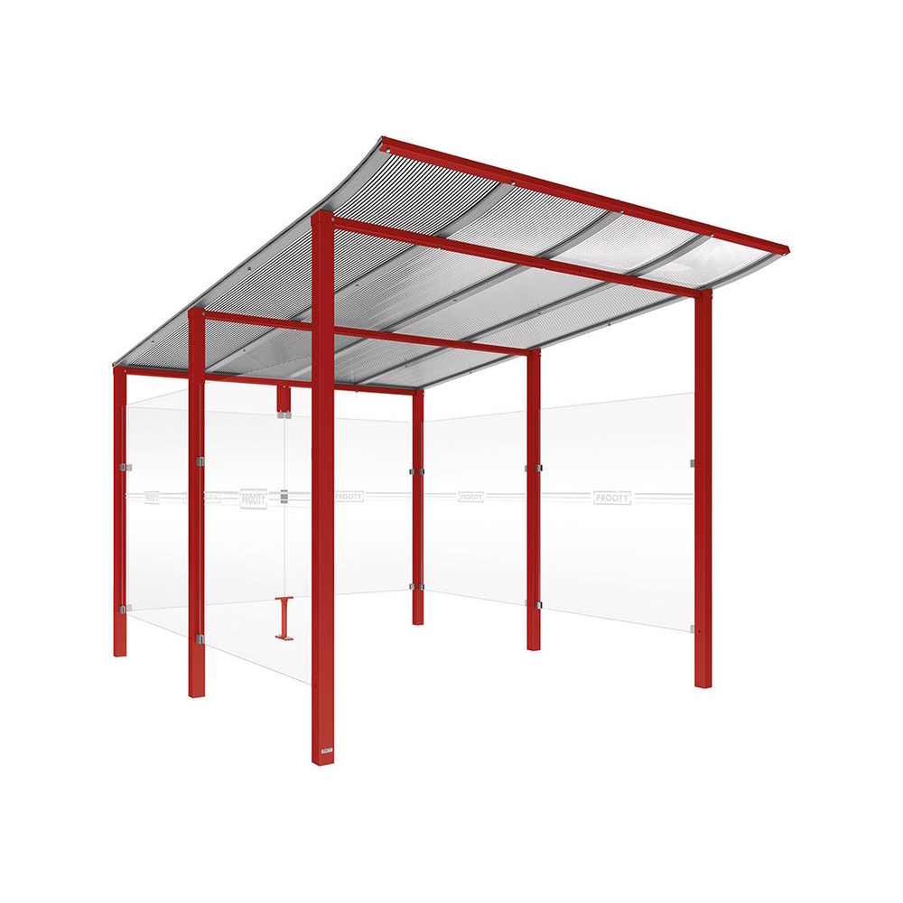 Abri vélos Modulo bardages en verre RAL3004 - Initial + bardage de fond et latéraux - Scellement direct - Prof 3400mm - PROCITY - 529190.3004