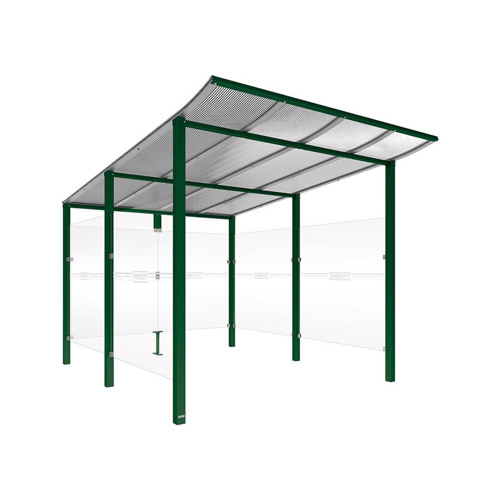 Abri vélos Modulo bardages en verre RAL6005 - Initial + bardage de fond et latéraux - Scellement direct - Prof 3400mm - PROCITY - 529190.6005