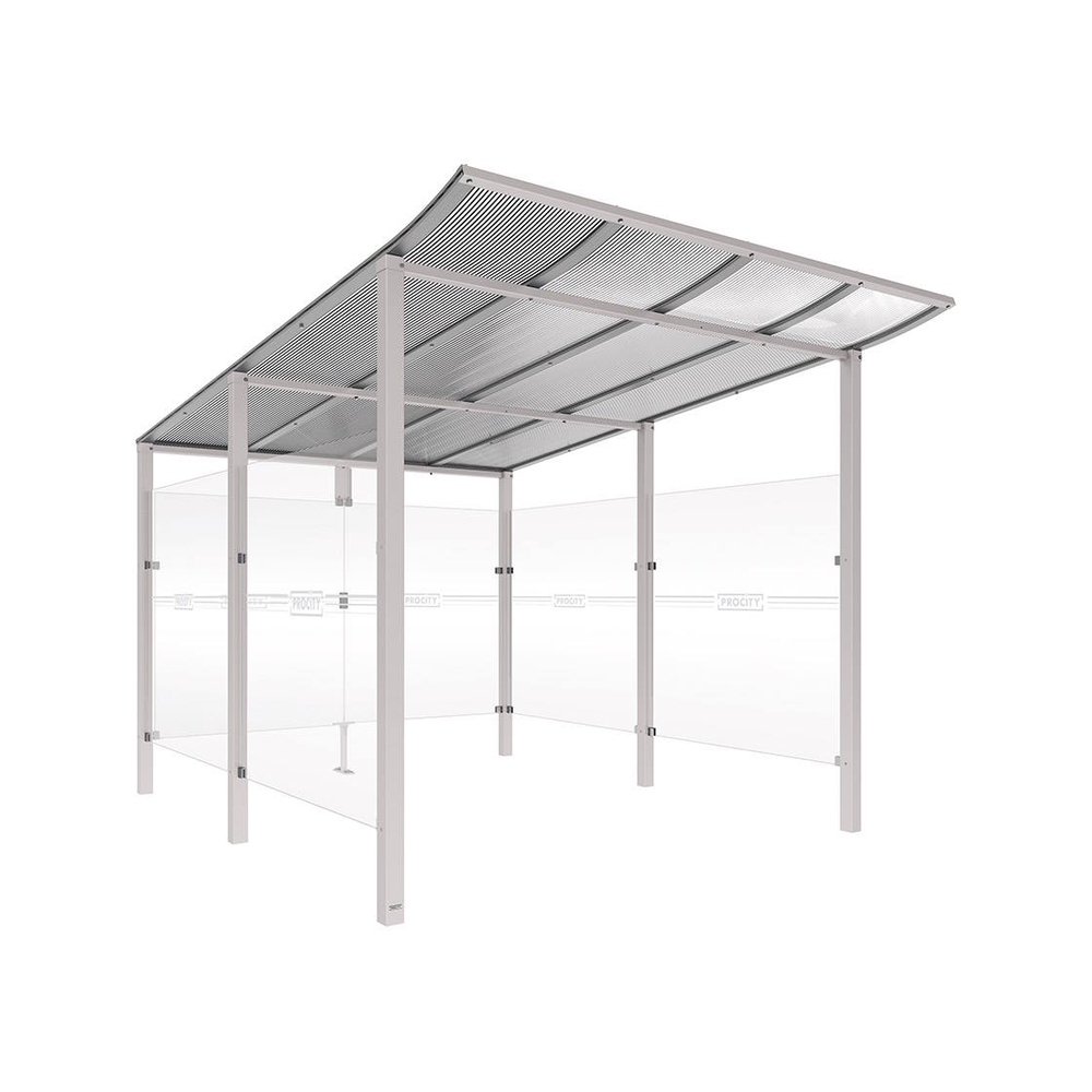 Abri vélos Modulo bardages en verre RAL7044 - Initial + bardage de fond et latéraux - Scellement direct - Prof 3400mm - PROCITY - 529190.7044