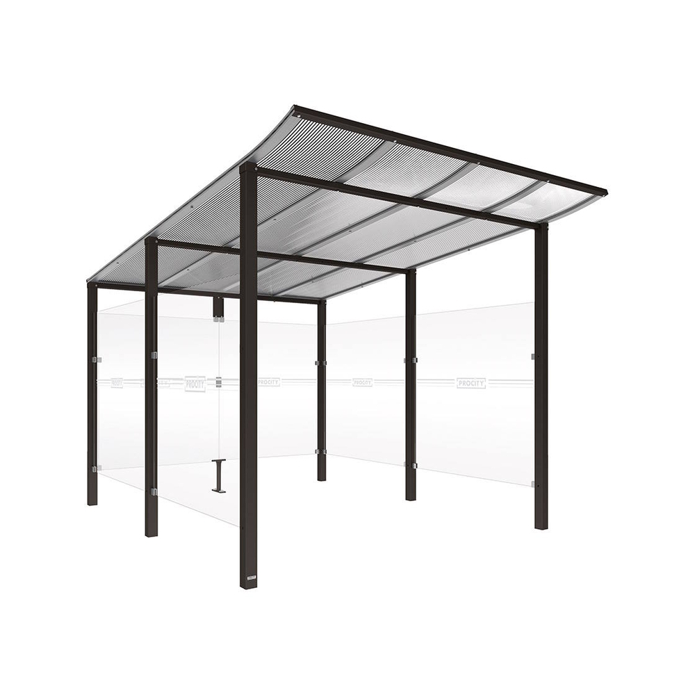 Abri vélos Modulo bardages en verre RAL9005 - Initial + bardage de fond et latéraux - Scellement direct - Prof 3400mm - PROCITY - 529190.9005