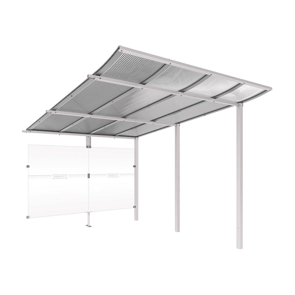 Abri vélos Modulo bardages en verre RAL7044 - compl + bardage de fond - Scellement direct - Prof 3400mm - PROCITY - 529192.7044