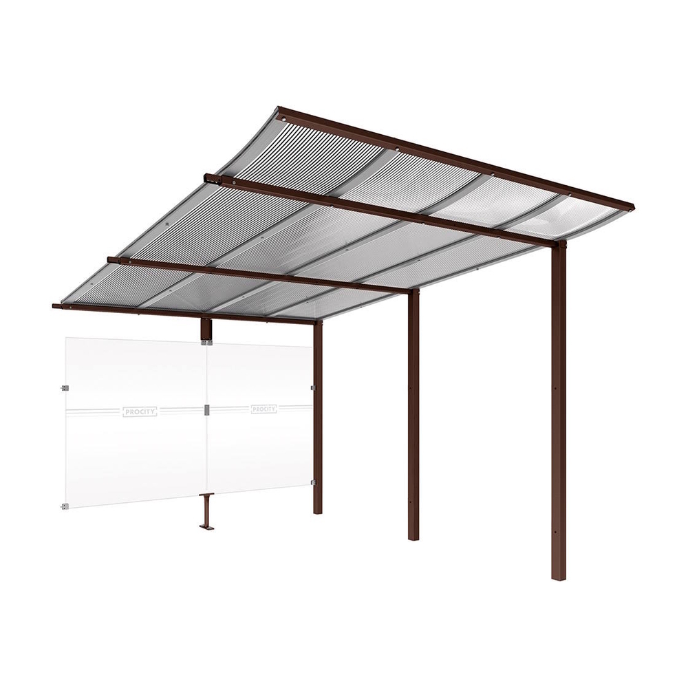 Abri vélos Modulo bardages en verre RAL8017 - compl + bardage de fond - Scellement direct - Prof 3400mm - PROCITY - 529192.8017