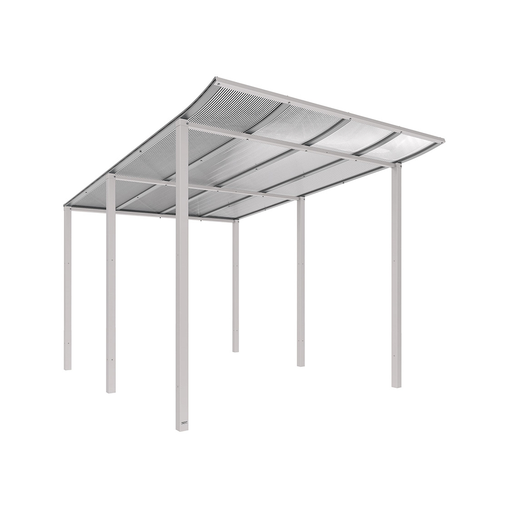 Abri vélos Modulo bardages en verre RAL7044 - Sans bardage - Scellement direct - Prof 3400mm - PROCITY - 529193.7044