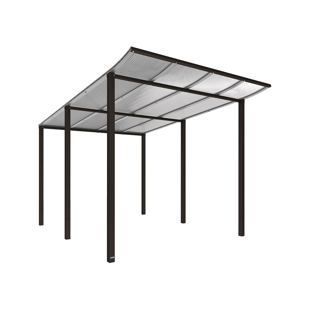 Abri vélos Modulo bardages en verre RAL9005 - Sans bardage - Scellement direct - Prof 3400mm - PROCITY - 529193.9005