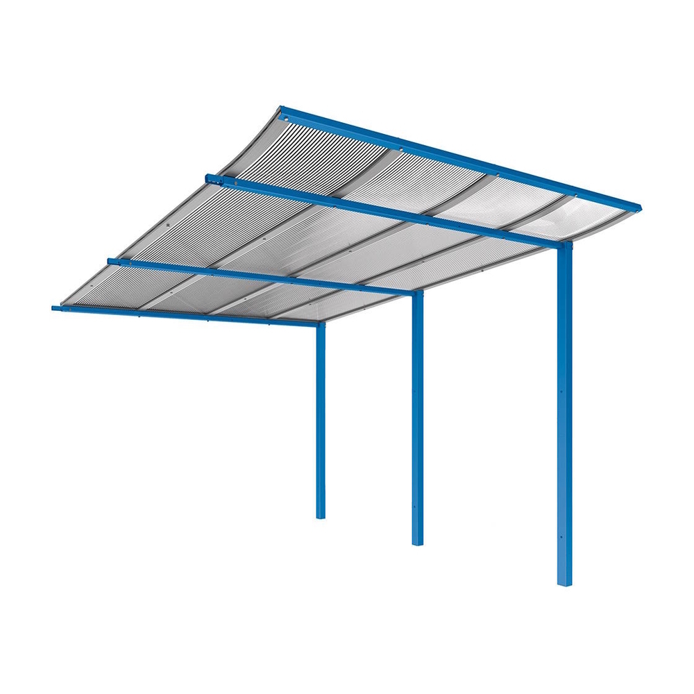 Abri vélos Modulo bardages en verre RAL5010 - compl sans bardage - Scellement direct - Prof 3400mm - PROCITY - 529194.5010