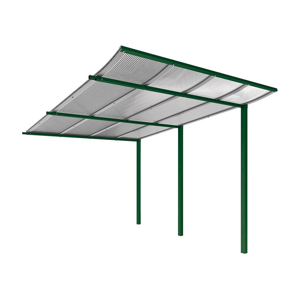 Abri vélos Modulo bardages en verre RAL6005 - compl sans bardage - Scellement direct - Prof 3400mm - PROCITY - 529194.6005