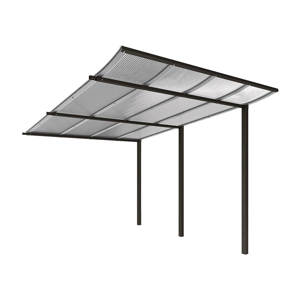 Abri vélos Modulo bardages en verre RAL9005 - compl sans bardage - Scellement direct - Prof 3400mm - PROCITY - 529194.9005