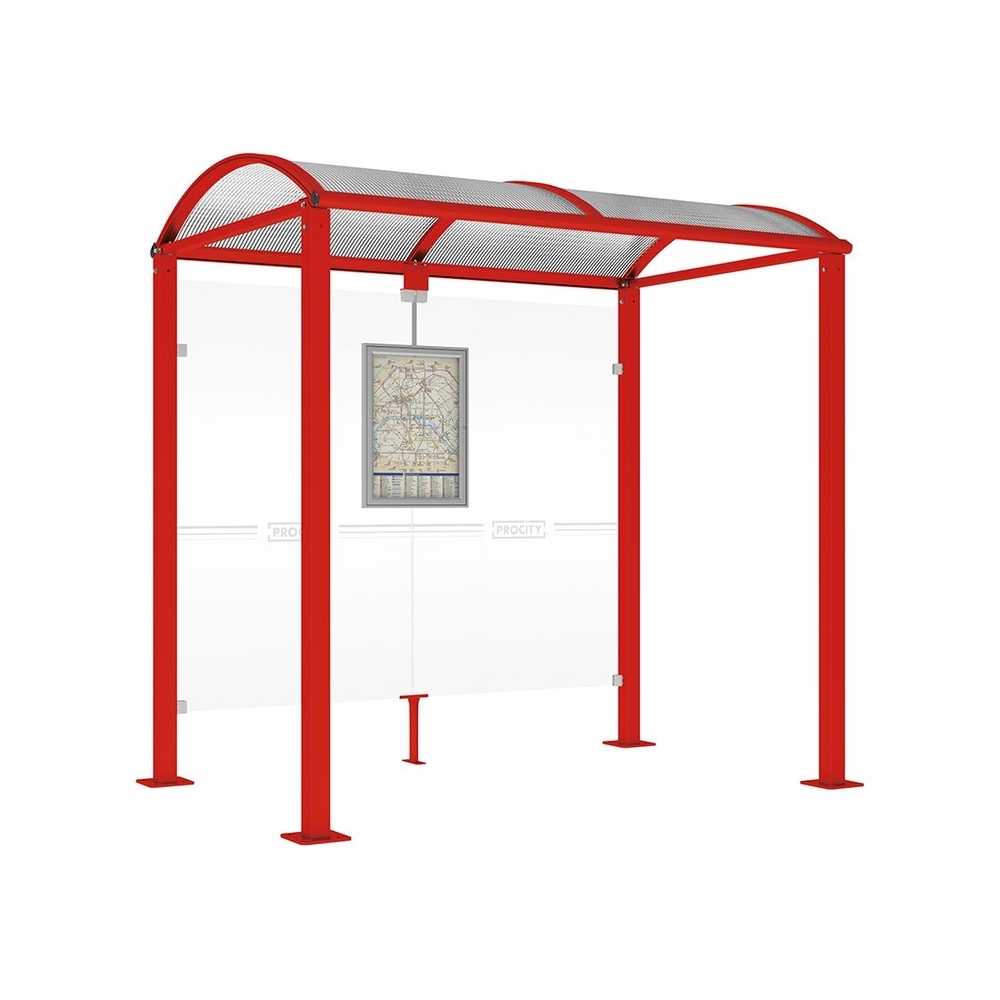 Station bus Voûte - poteaux carrés RAL3020 - 2500 mm - Sans bardage latéral - PROCITY - 529208.3020