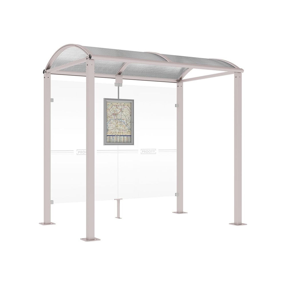 Station bus Voûte - poteaux carrés RAL7044 - 2500 mm - Sans bardage latéral - PROCITY - 529208.7044
