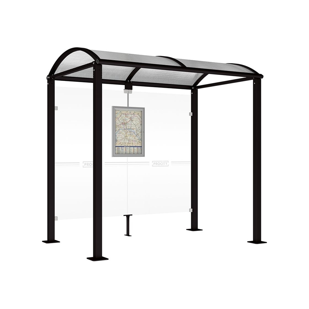 Station bus Voûte - poteaux carrés RAL9005 - 2500 mm - Sans bardage latéral - PROCITY - 529208.9005