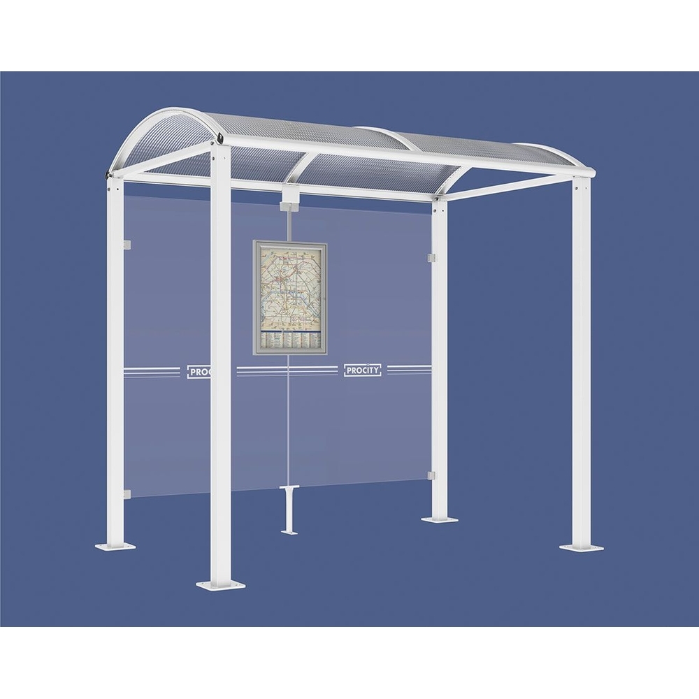 Station bus Voûte - poteaux carrés RAL9010 - 2500 mm - Sans bardage latéral - PROCITY - 529208.9010