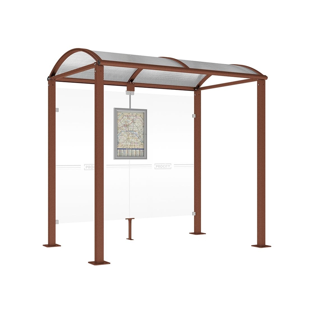 Station bus Voûte - poteaux carrés Aspect Corten - 2500 mm - Sans bardage latéral - PROCITY - 529208.S025