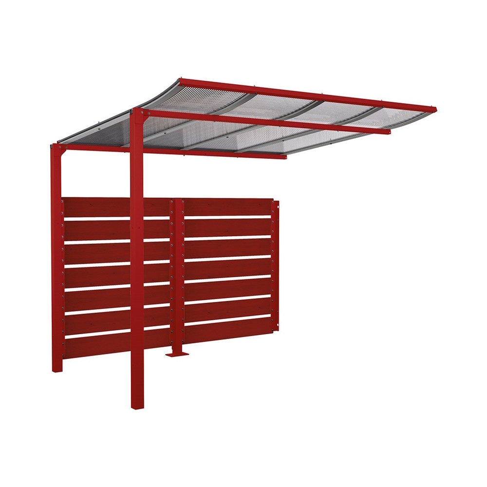 Abri vélos Modulo bardages en stratifié compact RAL3004 - Stratifié acajou - compl + bardage de fond - Scellement direct - Prof 2000mm - PROCITY - 529215.3004.ACAJ