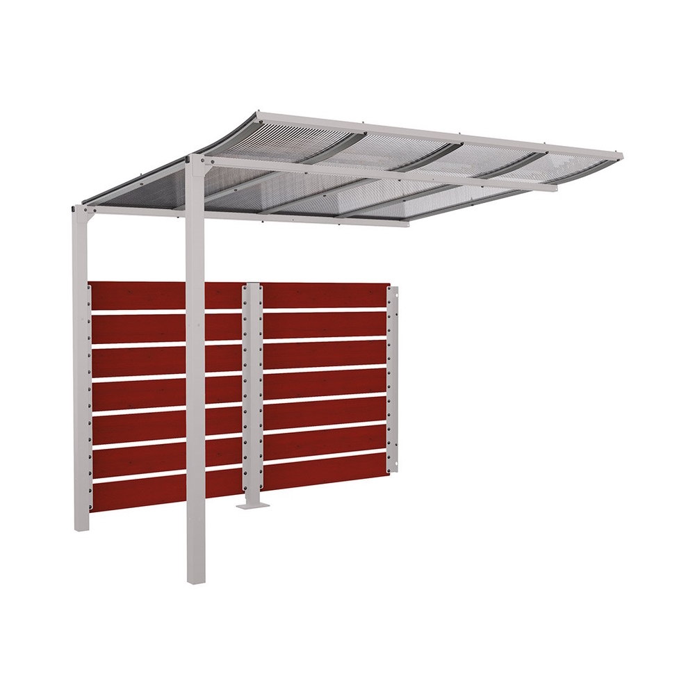 Abri vélos Modulo bardages en stratifié compact RAL7044 - Stratifié acajou - compl + bardage de fond - Scellement direct - Prof 2000mm - PROCITY - 529215.7044.ACAJ