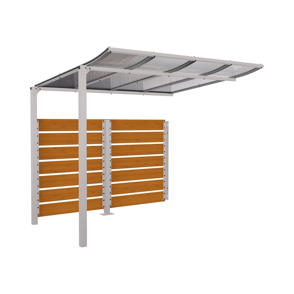 Abri vélos Modulo bardages en stratifié compact RAL7044 - Stratifié chêne clair - compl + bardage de fond - Scellement direct - Prof 2000mm - PROCITY - 529215.7044.CHEC