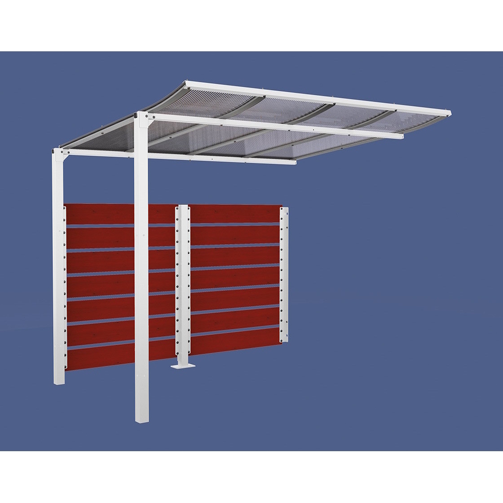 Abri vélos Modulo bardages en stratifié compact RAL9010 - Stratifié acajou - compl + bardage de fond - Scellement direct - Prof 2000mm - PROCITY - 529215.9010.ACAJ