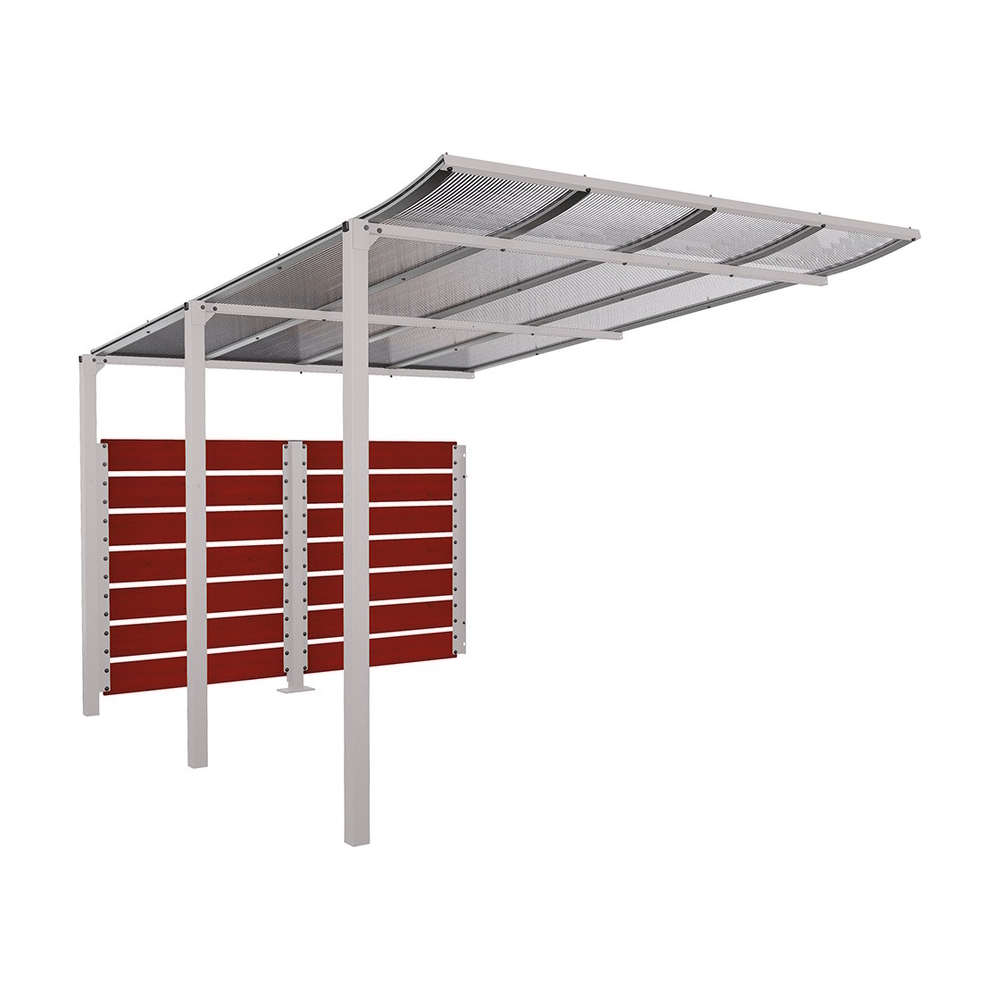 Abri vélos Modulo bardages en stratifié compact RAL7044 - Stratifié acajou - compl + bardage de fond - Scellement direct - Prof 3400mm - PROCITY - 529218.7044.ACAJ