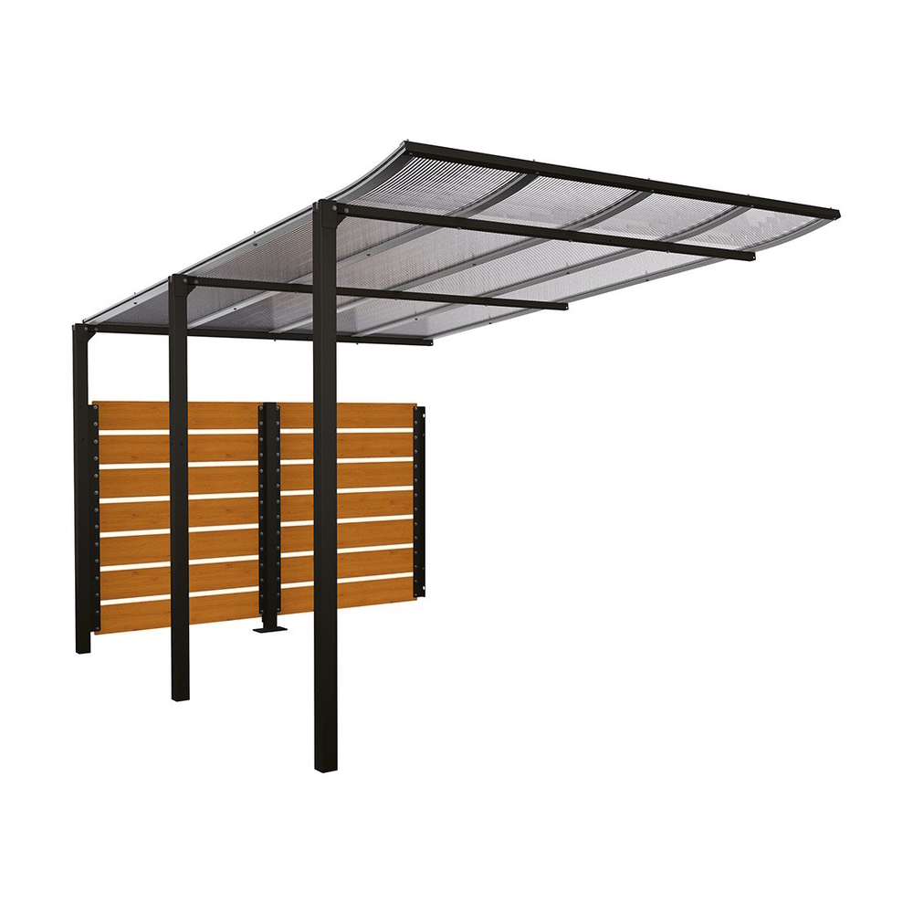Abri vélos Modulo bardages en stratifié compact RAL9005 - Stratifié chêne clair - compl + bardage de fond - Scellement direct - Prof 3400mm - PROCITY - 529218.9005.CHEC