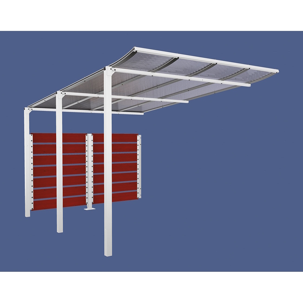 Abri vélos Modulo bardages en stratifié compact RAL9010 - Stratifié acajou - compl + bardage de fond - Scellement direct - Prof 3400mm - PROCITY - 529218.9010.ACAJ