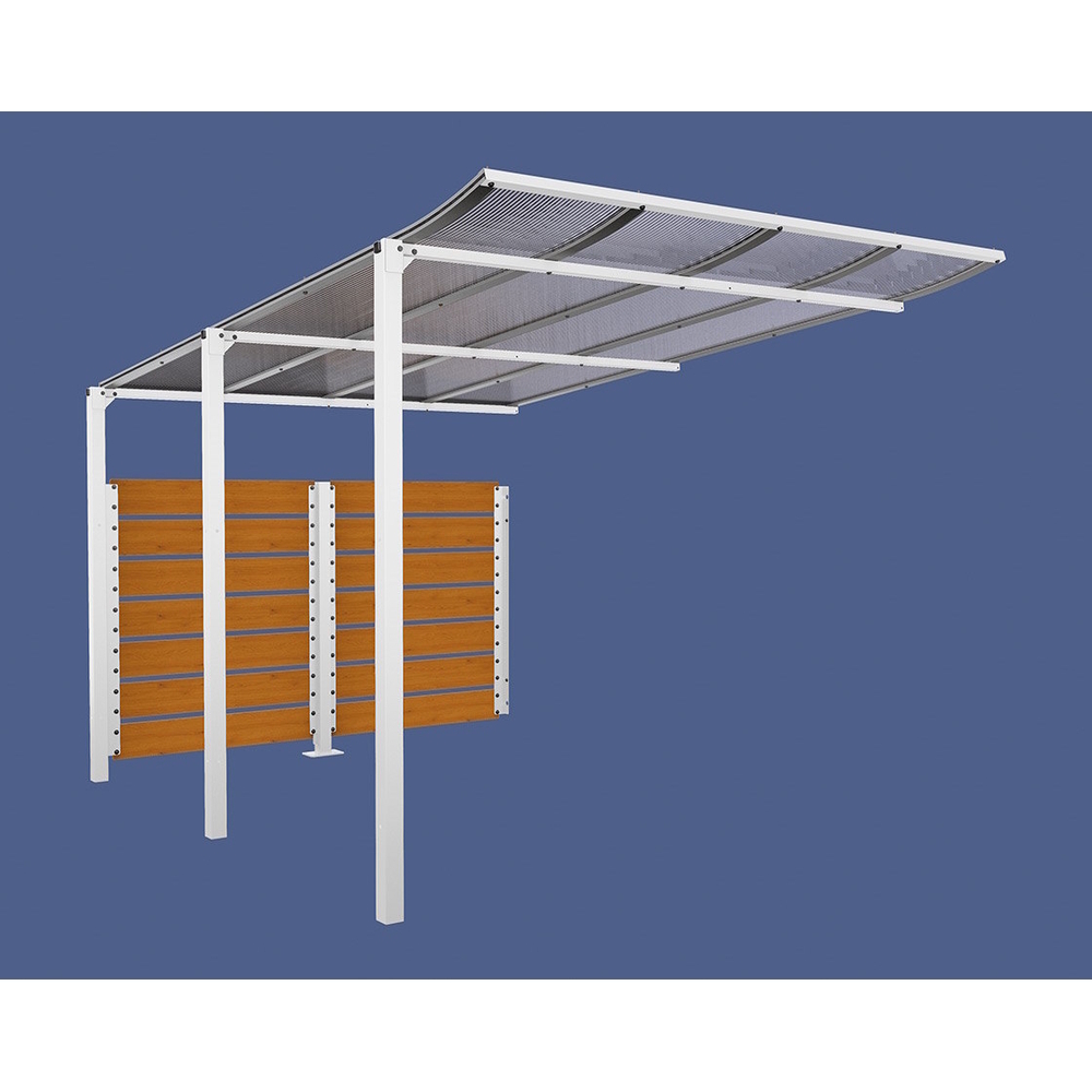 Abri vélos Modulo bardages en stratifié compact RAL9010 - Stratifié chêne clair - compl + bardage de fond - Scellement direct - Prof 3400mm - PROCITY - 529218.9010.CHEC