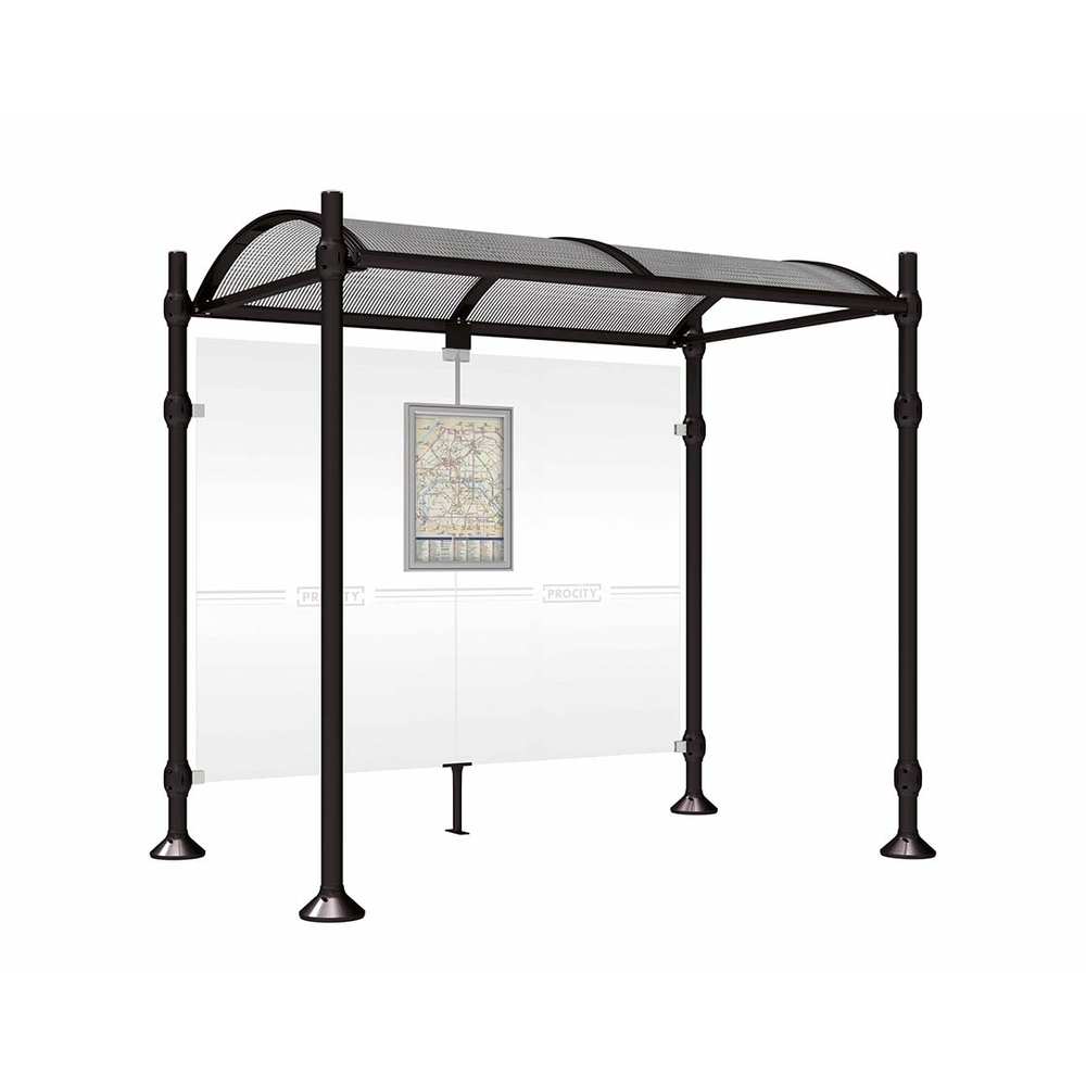 Station bus Province Inox brossé RAL9005 - 2500 mm - Sans bardage latéral - PROCITY - 529224.9005