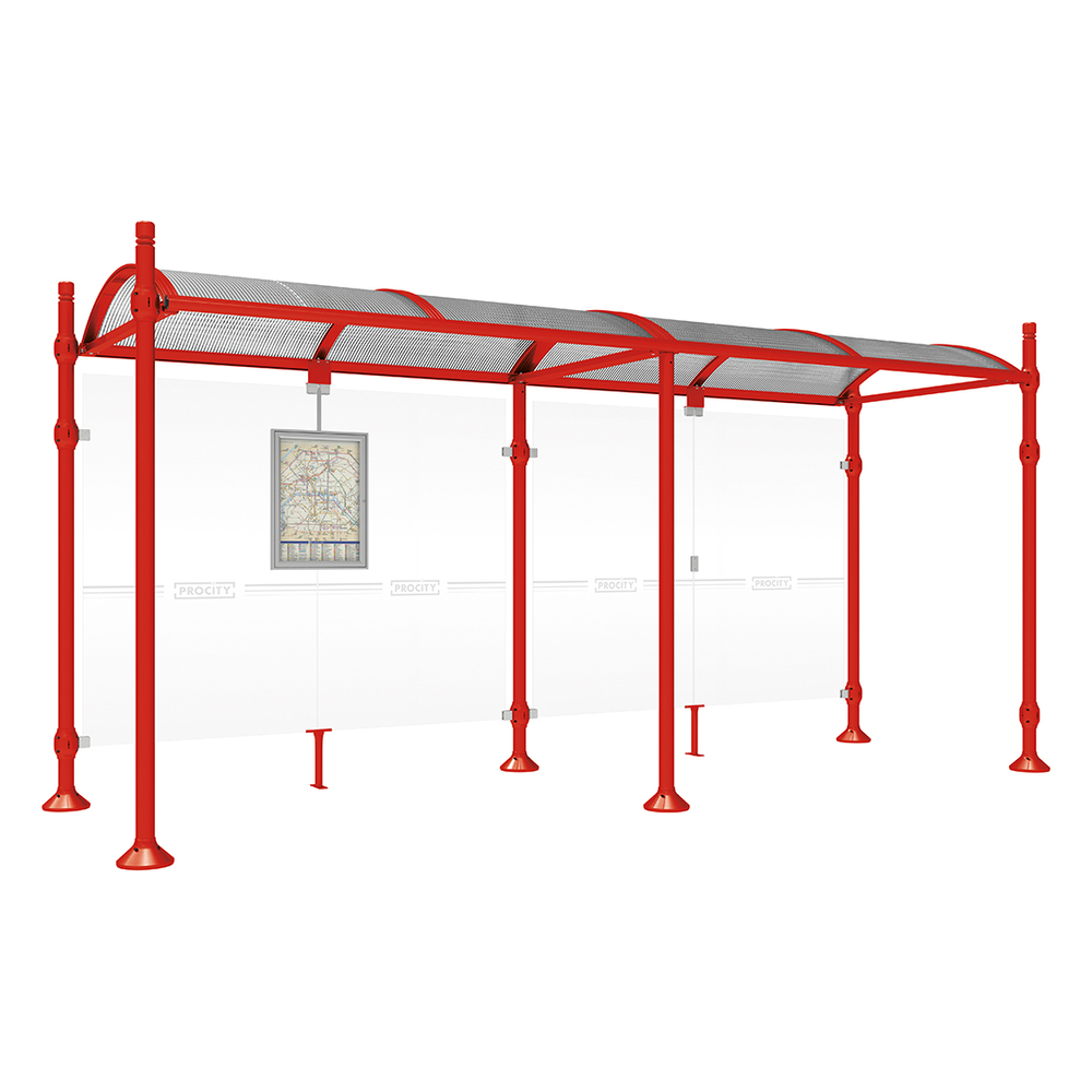 Station bus Province City RAL3020 - 5000 mm - sans bardage latéral - PROCITY - 529225.3020