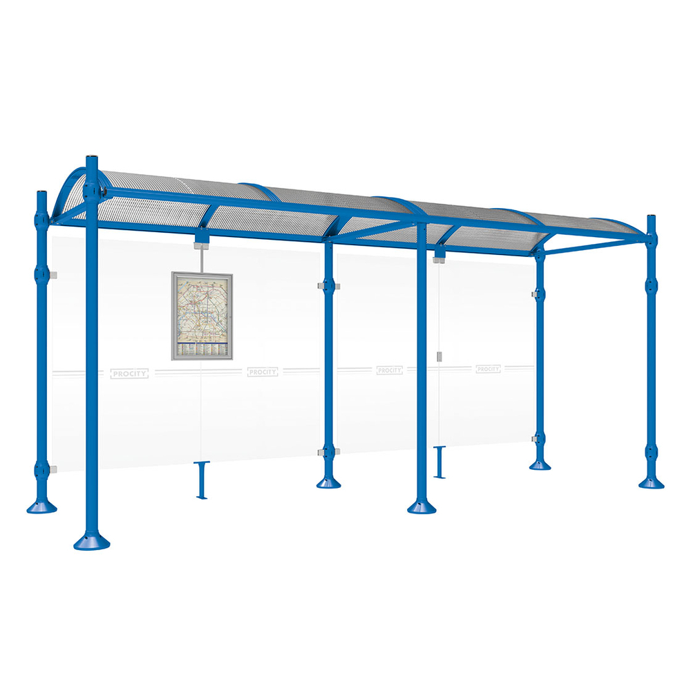 Station bus Province Inox brossé RAL5010 - 5000 mm - Sans bardage latéral - PROCITY - 529229.5010