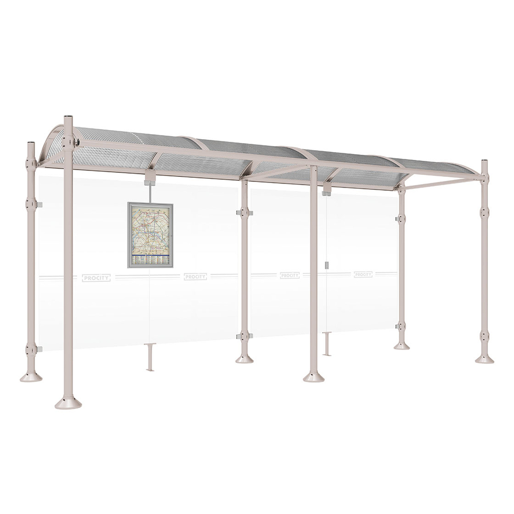 Station bus Province Inox brossé RAL7044 - 5000 mm - Sans bardage latéral - PROCITY - 529229.7044