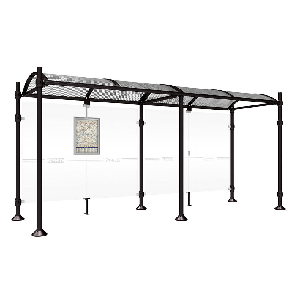 Station bus Province Inox brossé RAL9005 - 5000 mm - Sans bardage latéral - PROCITY - 529229.9005