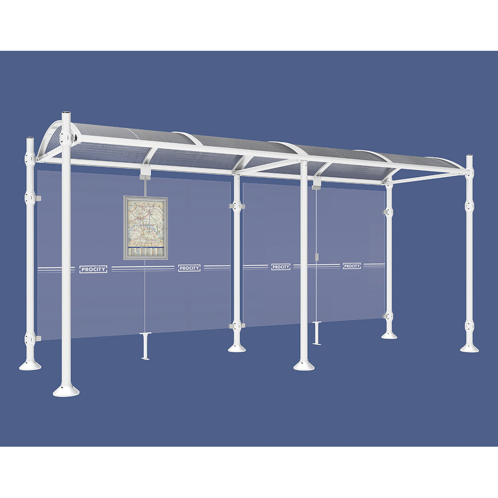 Station bus Province Inox brossé RAL9010 - 5000 mm - Sans bardage latéral - PROCITY - 529229.9010