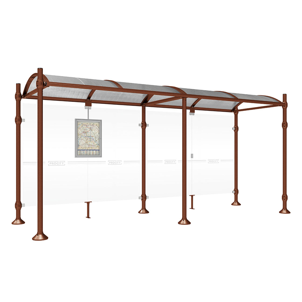 Station bus Province Inox brossé Aspect Corten - 5000 mm - Sans bardage latéral - PROCITY - 529229.S025