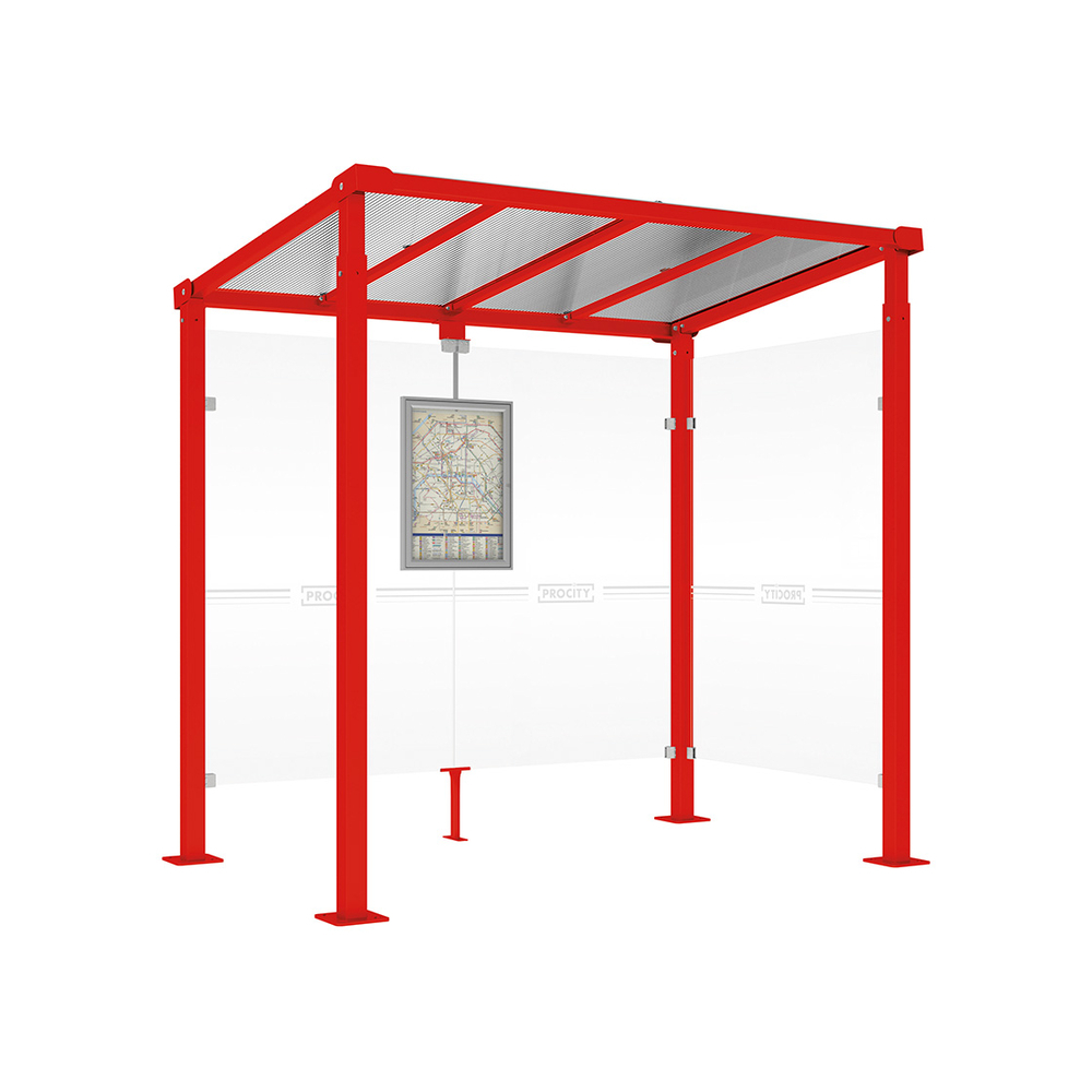 Station bus Milan RAL3020 - 2500 mm - Un bardage latéral - PROCITY - 529240.3020