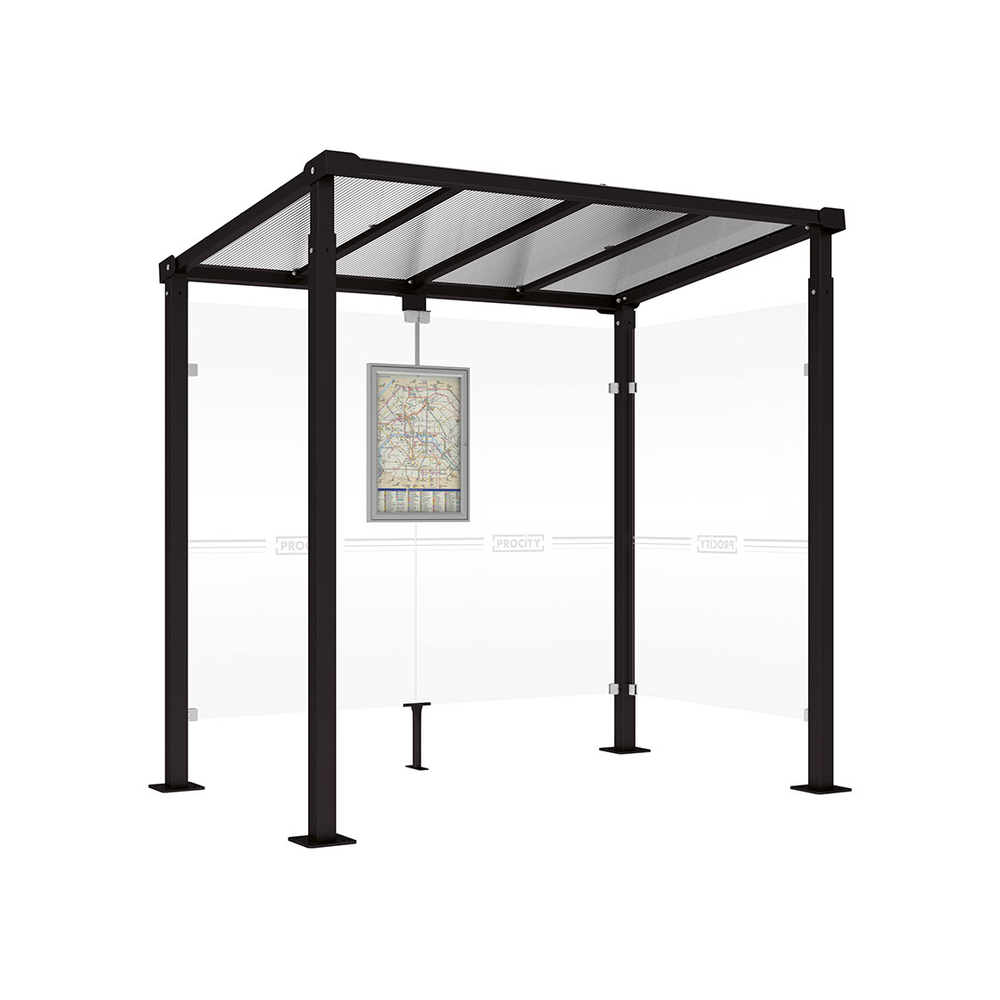 Station bus Milan RAL9005 - 2500 mm - Un bardage latéral - PROCITY - 529240.9005