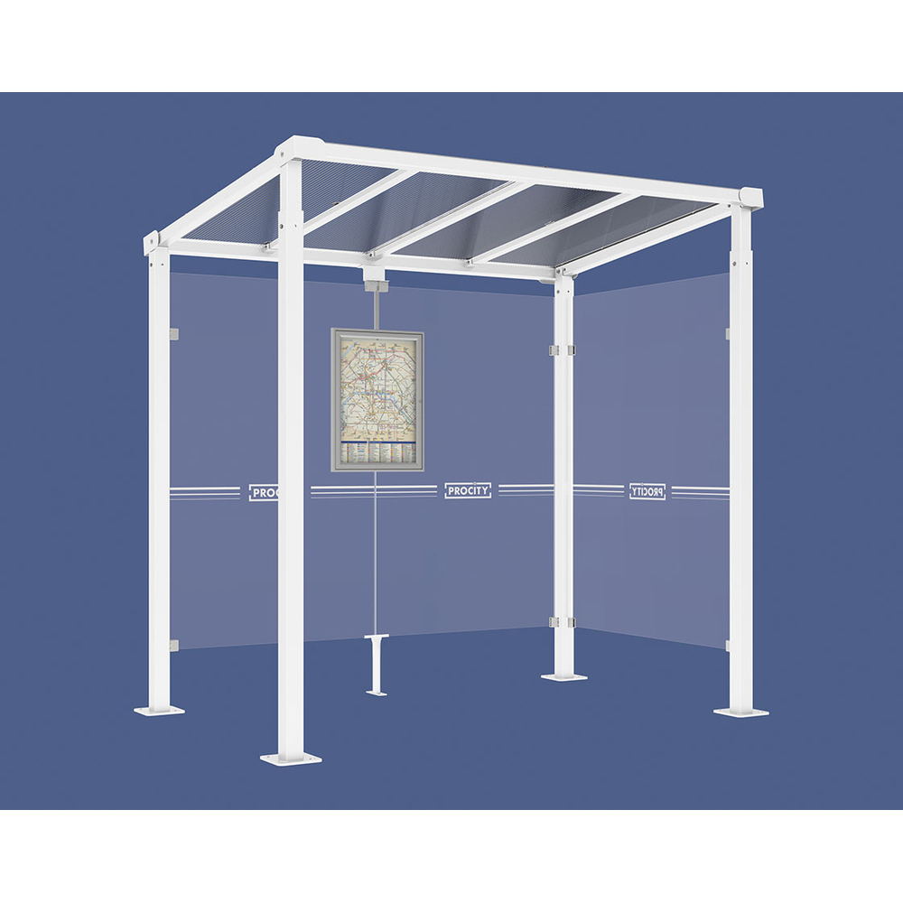 Station bus Milan RAL9010 - 2500 mm - Un bardage latéral - PROCITY - 529240.9010