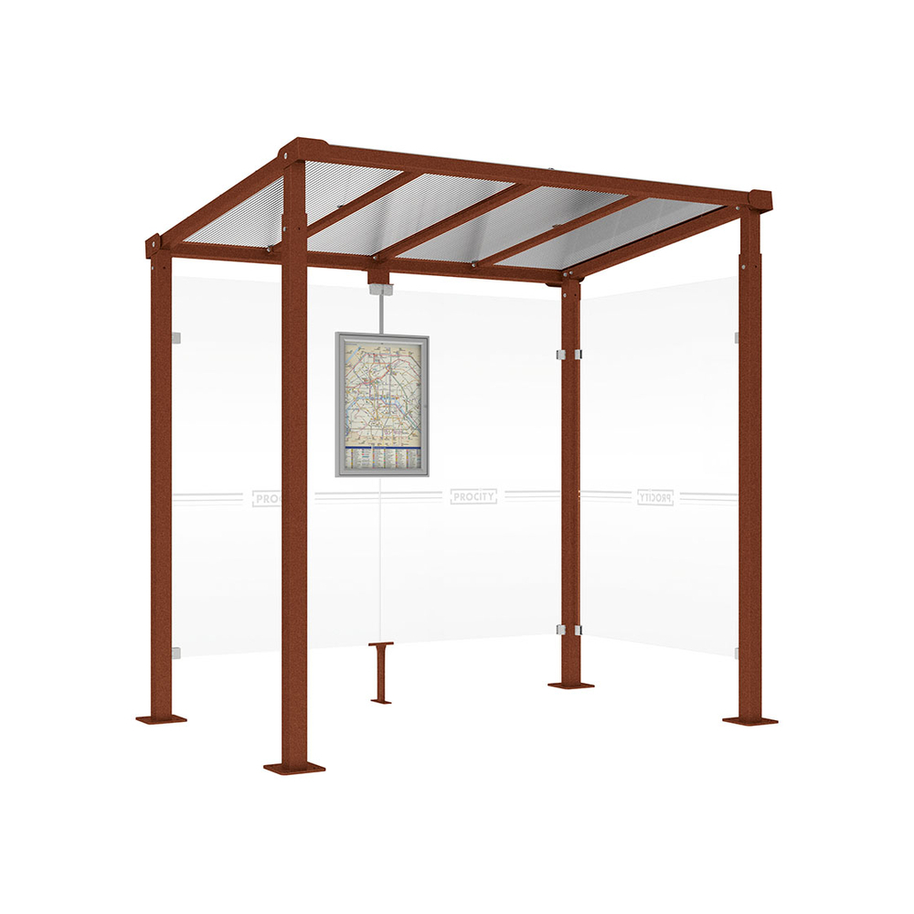 Station bus Milan Aspect Corten - 2500 mm - Un bardage latéral - PROCITY - 529240.S025