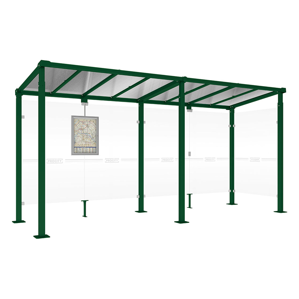 Station bus Milan RAL6005 - 5000 mm - Un bardage latéral - PROCITY - 529241.6005