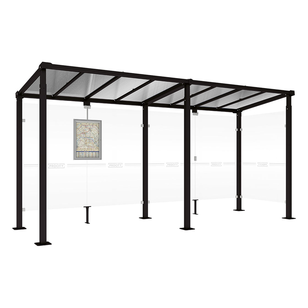 Station bus Milan RAL9005 - 5000 mm - Un bardage latéral - PROCITY - 529241.9005