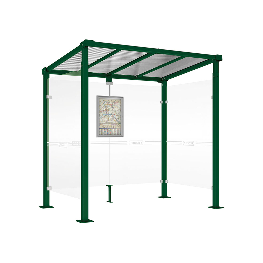 Station bus Milan RAL6005 - 2500 mm - Deux bardages latéraux - PROCITY - 529242.6005