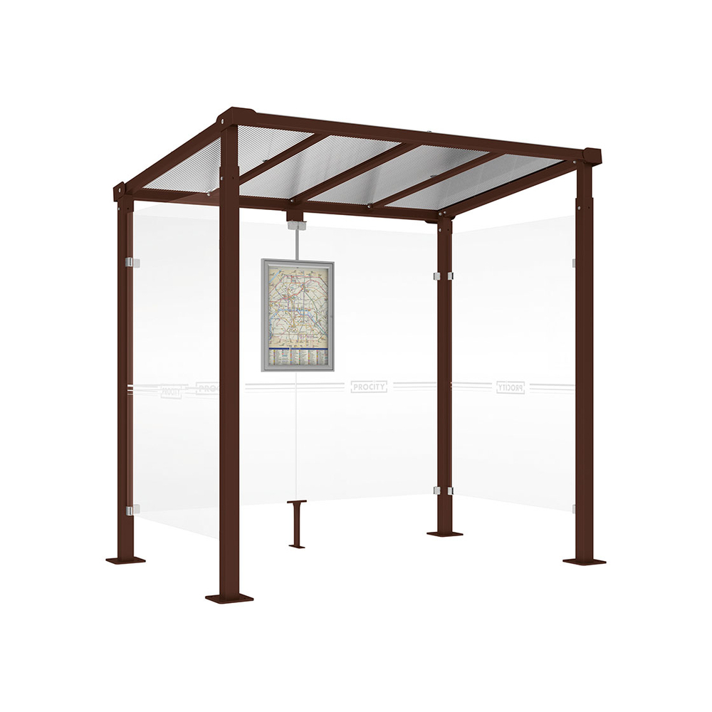 Station bus Milan RAL8017 - 2500 mm - Deux bardages latéraux - PROCITY - 529242.8017