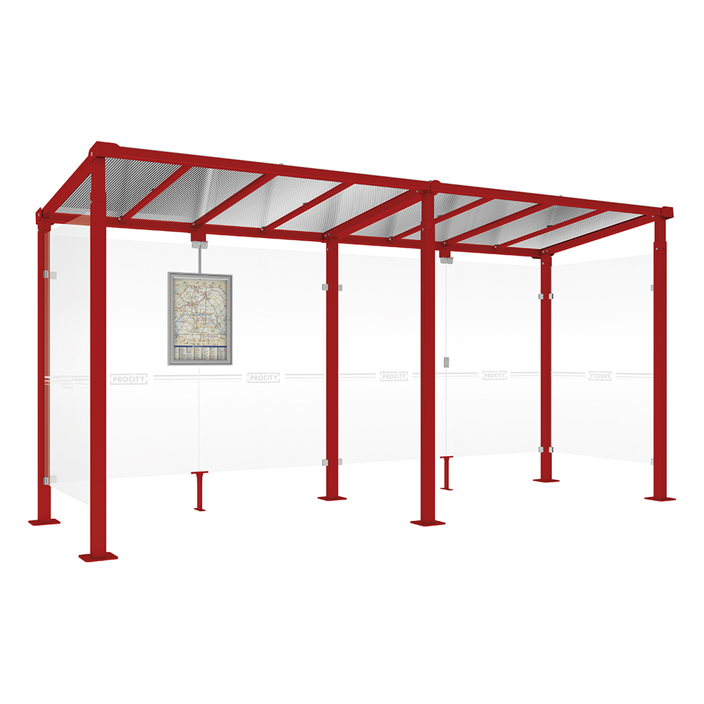 Station bus Milan RAL3004 - 5000 mm - Deux bardages latéraux - PROCITY - 529243.3004