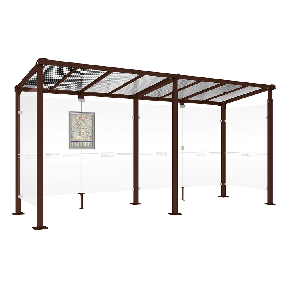 Station bus Milan RAL8017 - 5000 mm - Deux bardages latéraux - PROCITY - 529243.8017