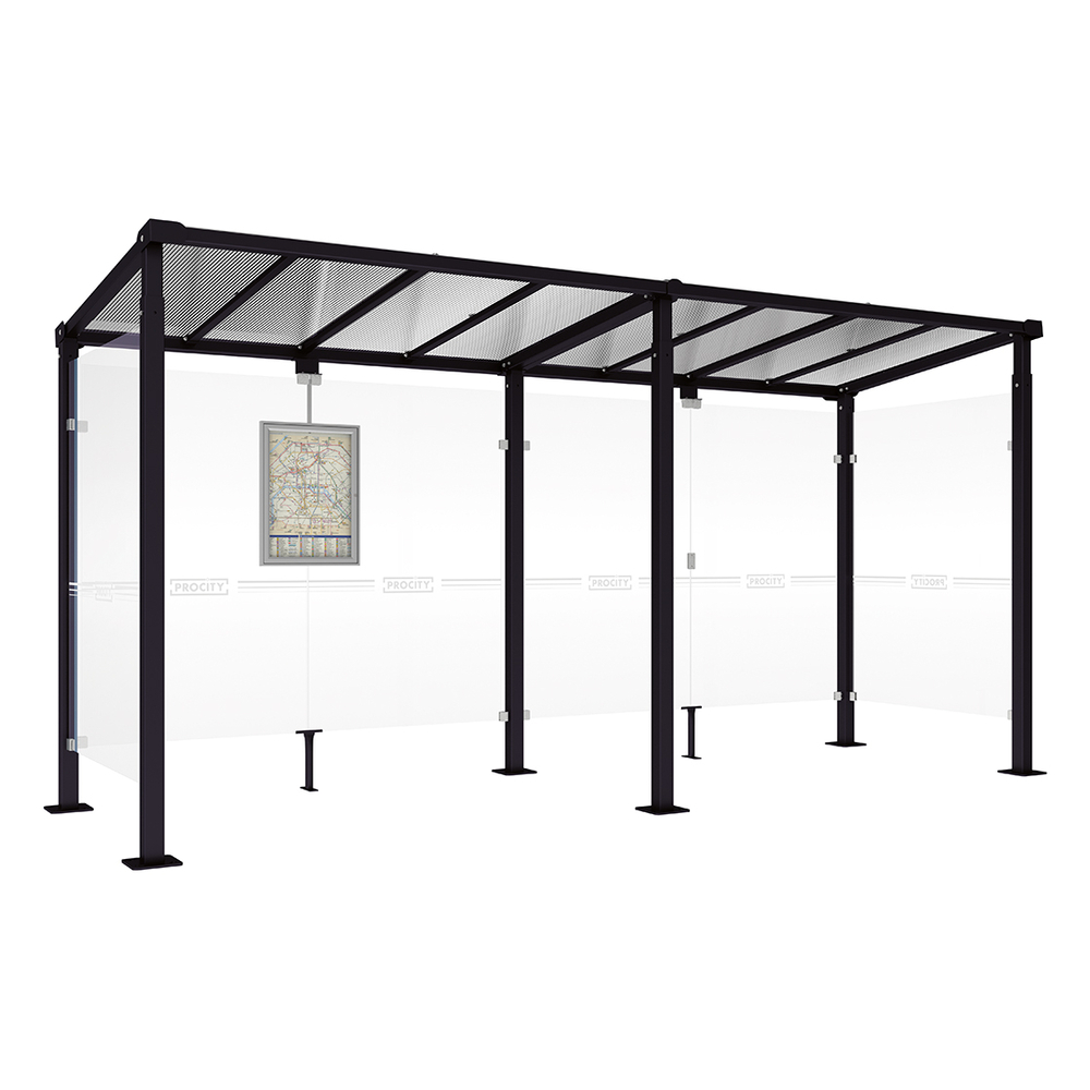 Station bus Milan RAL9005 - 5000 mm - Deux bardages latéraux - PROCITY - 529243.9005