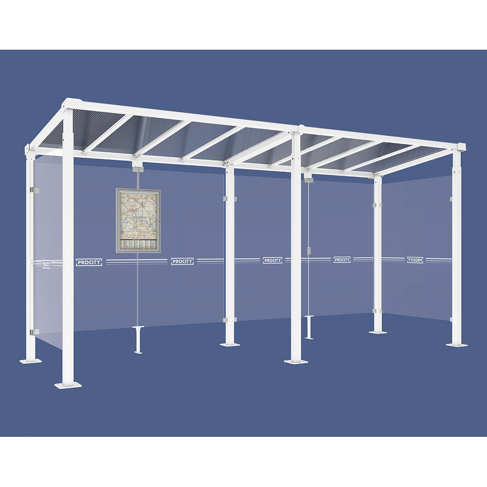 Station bus Milan RAL9010 - 5000 mm - Deux bardages latéraux - PROCITY - 529243.9010