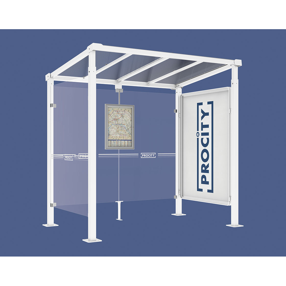 Station bus Milan RAL9010 - 2500 mm - Vitrine 2000mm et un bardage latéral - PROCITY - 529246.9010