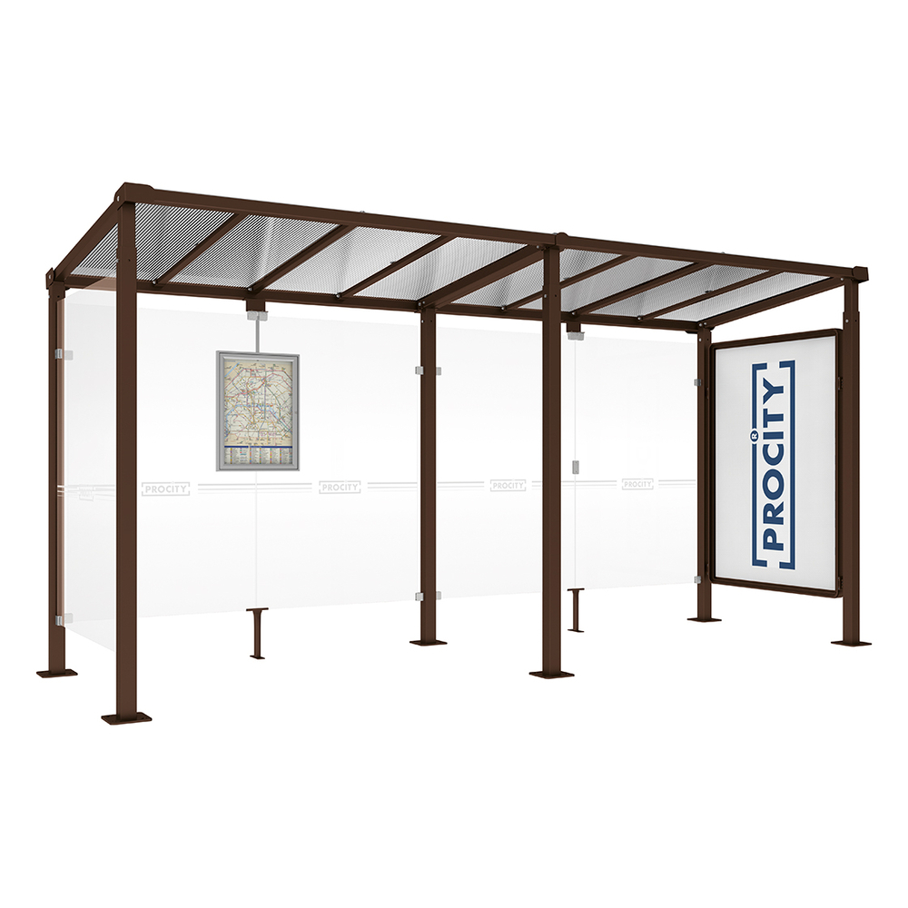 Station bus Milan RAL8017 - 5000 mm - Vitrine 2000mm et un bardage latéral - PROCITY - 529247.8017