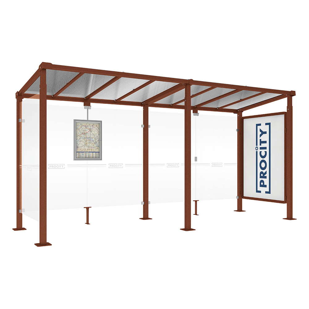 Station bus Milan Aspect Corten - 5000 mm - Vitrine 2000mm et un bardage latéral - PROCITY - 529247.S025